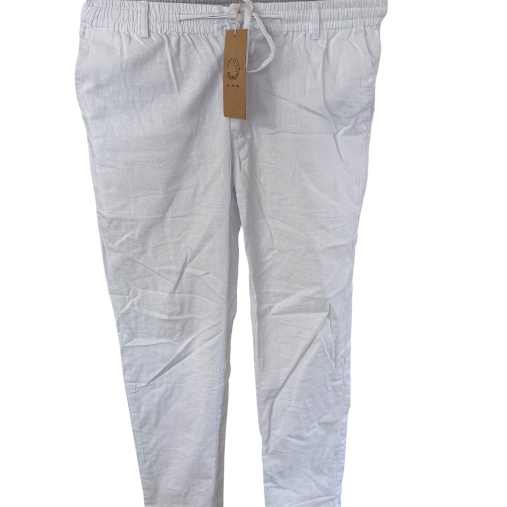NWT  Sailwinds Loose Linen Trousers,‎ White, Sz 4